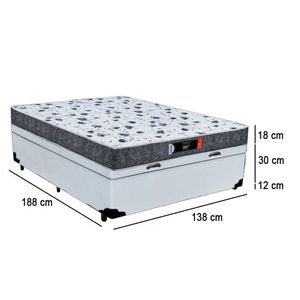 Cama Box Baú Casal + Colchão Ortopédico Resistente Pró D28 Prime Colchões 138x188x60 Branco