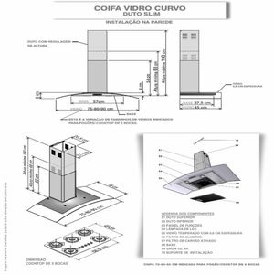 Coifa de Parede Clean Vidro Curvo Black 80cm Nardelli - Preto