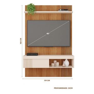 Painel Pequeno Para Tv Até 45 Polegadas 119cm Freijó Off White Jade Caemmum