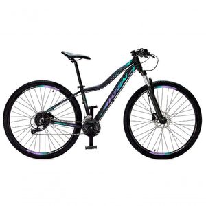 Bicicleta Aro 29 Krw Alumínio 24 Vel Freio Hidráulico Suspensão Dianteira S2 15.5 Preto-Lilás E Turquesa