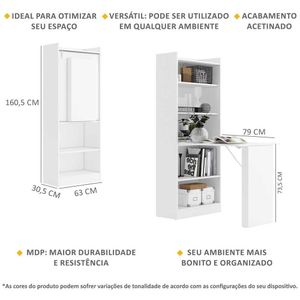 Armário multifuncional/multiuso com prateleiras e mesa retrátil com organizador Multimóveis