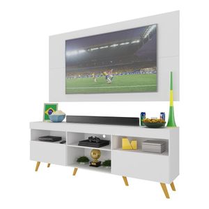 Rack c/ Painel TV 65" Retrô Holanda Multimóveis BR3133 Branco/Natural