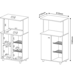 Balcão Fruteira para Forno e Microondas com 1 Porta Multimóveis CR20002 Branco