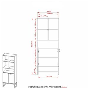 Armário Estante com 2 Portas Multimóveis CR25052 Amendoa/Preto