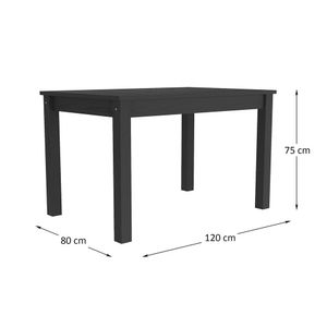 Mesa de Jantar Madeira Maciça/MDP 120cm Lívia Multimóveis CR5093 Preta