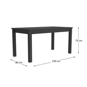 Mesa de Jantar Madeira Maciça/MDP 150cm Lívia Multimóveis CR5094 Preta