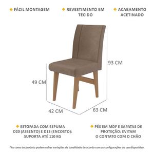 Conjunto 2 Cadeiras de Jantar Tokio Multimóveis Madeirado/Castor