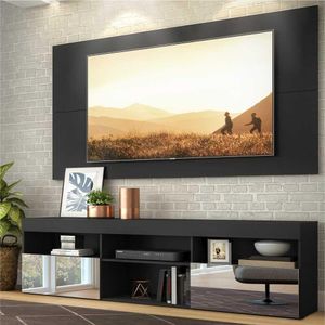 Rack com Espelho e Painel para TV até 65" Multimóveis Flórida FG3137 Preto