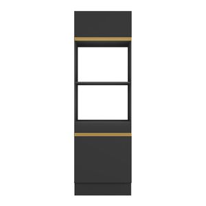 Paneleiro com Rodapé 2 Portas para Forno e Microondas Veneza GB Multimóveis MP2116 Preto