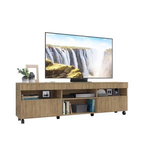 Rack TV 65" com Rodízios e 2 Portas Paris Multimóveis Rustic