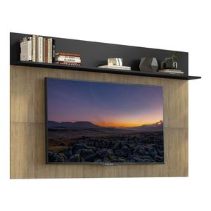 Painel c/ Suporte TV 65" e Prateleira Amsterdã Plus Multimóveis Rustic/Preto