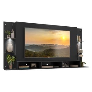 Painel com Suporte TV 65" e 2 Leds Vegas Premium Multimóveis Preto