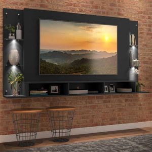 Painel com Suporte TV 65" e 4 Leds Vegas Premium Multimóveis Preto