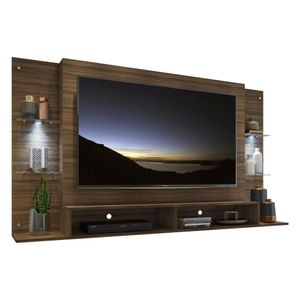 Painel com Suporte TV 60" e 2 Leds Prateleiras de Vidro Vegas Multimóveis Madeirado