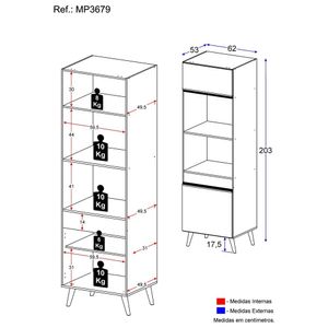 Paneleiro 2 Portas para Forno e Microondas Veneza Multimóveis MP3679.891 Branco