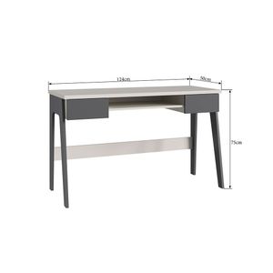 Mesa Escrivaninha Primazzia Com Gavetas E Compartimento Móveis Canção - Grafite/ Off White