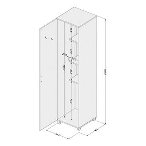 Armário Multiuso 1 Porta 3 Prateleiras com Espaço para Tábua de Passar Politorno - Branco