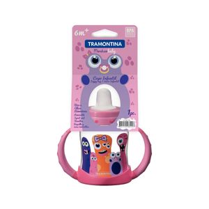 Copo Infantil Tramontina Monsterbaby em Polipropileno com Bico de Silicone Rosa