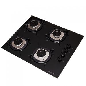 Cooktop 4 Bocas à Gás Mesa de Vidro Temperado 6mm Fogatti - Preto
