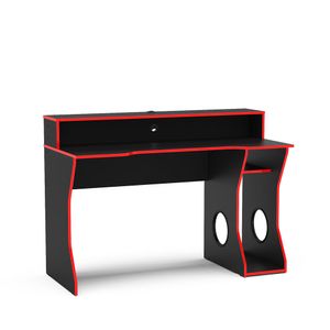 Mesa Gamer Fremont para 2 Monitores Politorno - Preto com Vermelho