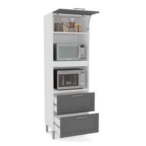 Torre Fettuccine 70cm com 1 Porta Basculante e 2 Gavetas Politorno - Branco/Ardosia