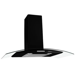 Coifa de Parede 90cm Vidro Curvo Duto Slim Fogatti - Preto