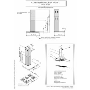 Coifa de Parede 90cm Retangular Duto Slim Fogatti - Inox