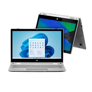 Combo Office - Notebook M11W Prime 2 em 1, com Windows 11 Home, Tela 11,6 Pol, Intel Celeron e Mouse Microsoft Sem Fio Bluetooth Azul - PC280K