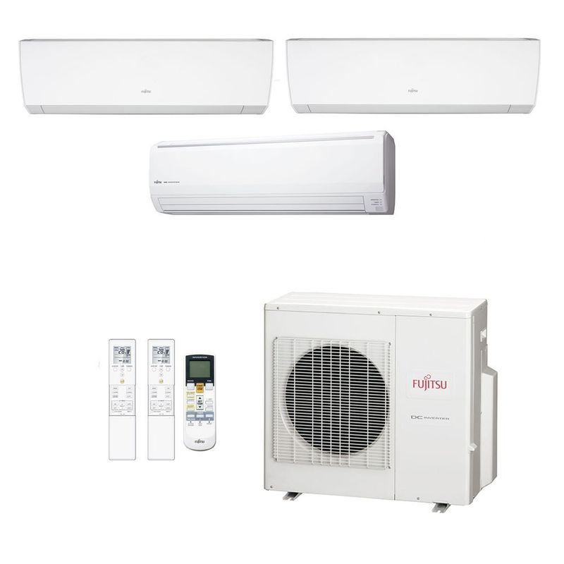 Ar Condicionado Multisplit Tri 43000 Btu(7000+12000+24000) Quente/frio - Inverter - Fujitsu - 220v - Asbg12lmca Asbg24lfca Asbg07lmca / Aobg30lat4