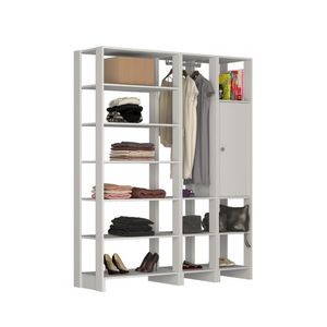 Closet Multi Yes Com Cabideiro Porta e 12 Prateleiras Nova Mobile - Branco