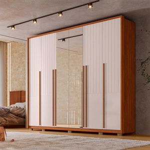 Guarda Roupa Casal Quintus Lux 6 Portas 2 Espelho Caemmun