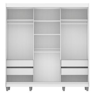 Guarda-Roupa Napoli 3 Portas de Espelho 8 Pés Branco Madesa