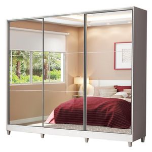 Guarda Roupa Royale MDF 3 Portas Correr Espelho e Pés Madesa