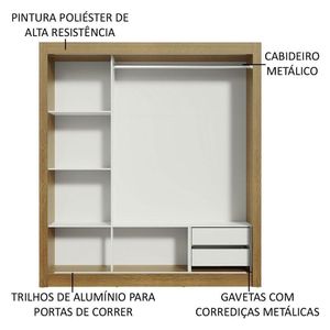 Guarda Roupa Lyon 3 Portas Correr com Espelho Rustic Madesa