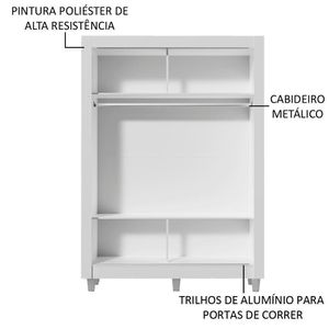Guarda-Roupa Denver 2 Portas 1 Espelho Rustic/Branco Madesa