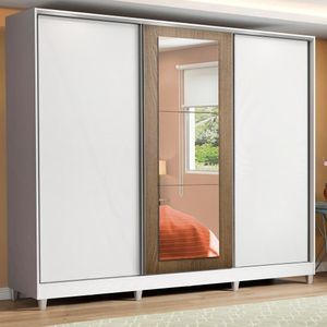 Guarda Roupa Casal 100%Mdf Madesa Eros 3 Portas de Correr