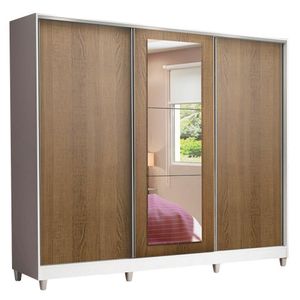 Guarda-Roupa Eros 100% MDF 3 Portas 1 Espelho 8 Pés Madesa