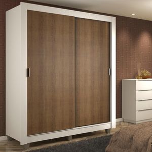 Guarda-Roupa Dallas 2 Portas de Correr Rustic/Branco Madesa