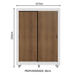 Guarda-Roupa Dallas 2 Portas de Correr Rustic/Branco Madesa