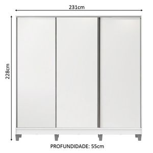 Guarda Roupa Casal MDF Zurique 3 Pts Madesa