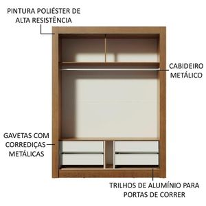 Guarda-roupa Infantil Theo 2 Portas De Correr De Espelho
