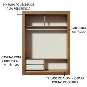 Guarda-roupa Infantil Madesa Bento 2 Portas De Correr De Espelho 2 Gavetas