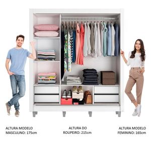 Guarda-roupa Casal Madesa Lyon Plus Com Pés Branco/Rustic