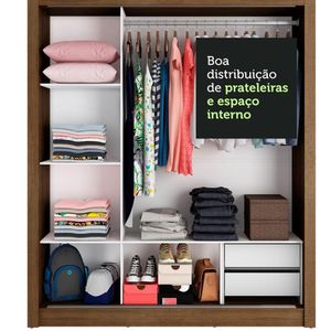 Guarda-roupa Casal Lyon Rustic 3 Portas de Correr Madesa