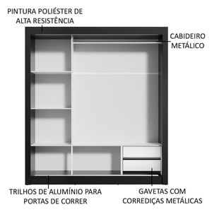 Guarda-roupa Casal Lyon 3 Portas de Correr 2 Gavetas Madesa
