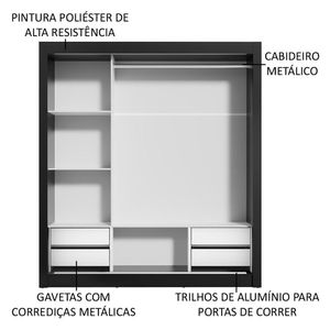 Guarda Roupa Casal Lyon Plus 3 Portas de Correr Madesa