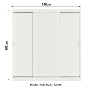 Guarda-roupa Casal Reno 3 Portas de Correr Branco Madesa