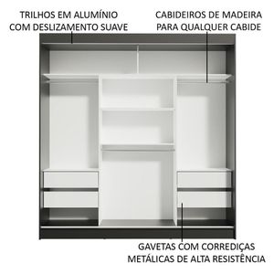 Guarda-roupa Casal Reno 3 Portas de Correr Espelho Madesa