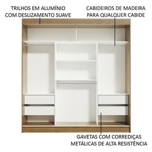 Guarda-roupa Casal Reno 3 Portas de Correr de Espelho Madesa