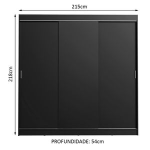 Guarda-roupa Casal Kansas 3 Portas Correr 3 Gavetas Madesa